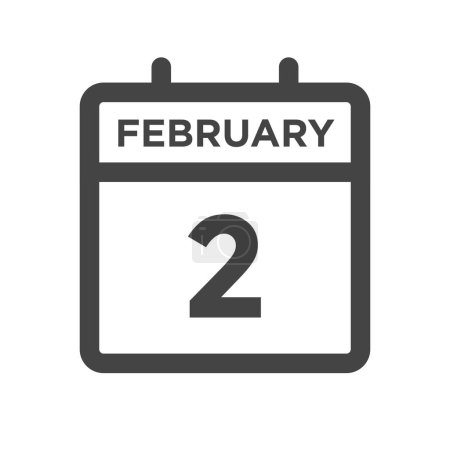 Illustration for February 2 Calendar Day or Calender Date for Deadline and Appointment - Royalty Free Image