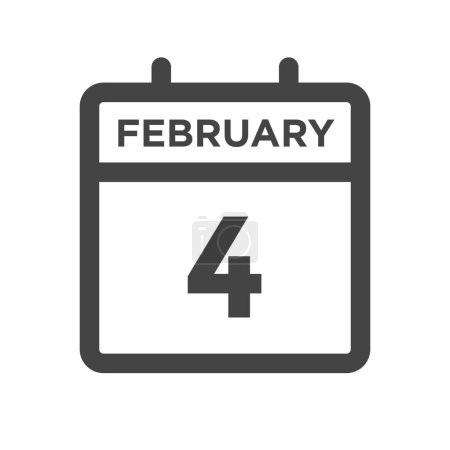 Illustration for February 4 Calendar Day or Calender Date for Deadline and Appointment - Royalty Free Image