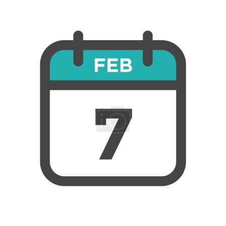 Illustration for February 7 Calendar Day or Calender Date for Deadline and Appointment - Royalty Free Image
