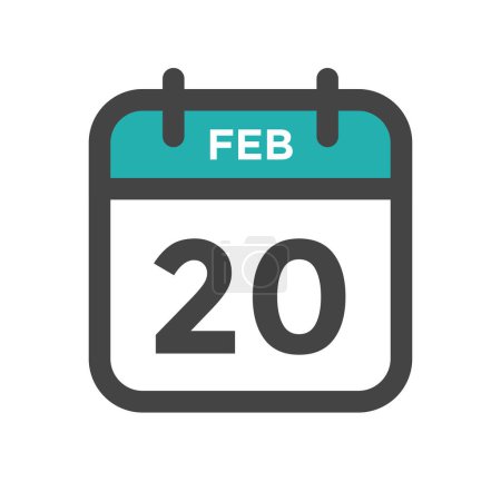 Illustration for February 20 Calendar Day or Calender Date for Deadline and Appointment - Royalty Free Image