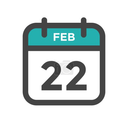 Illustration for February 22 Calendar Day or Calender Date for Deadline and Appointment - Royalty Free Image