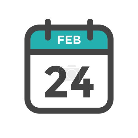 Illustration for February 24 Calendar Day or Calender Date for Deadline and Appointment - Royalty Free Image