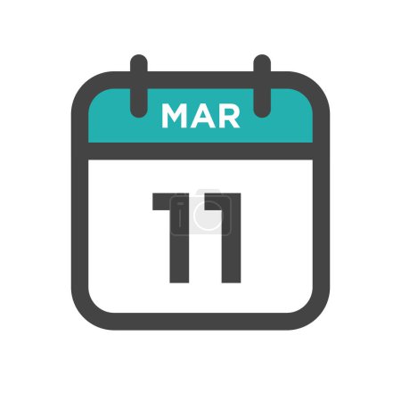 Illustration for March 11 Calendar Day or Calender Date for Deadline and Appointment - Royalty Free Image