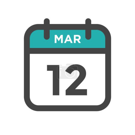 Téléchargez les illustrations : 12 mars Jour civil ou calendrier Date limite et rendez-vous - en licence libre de droit