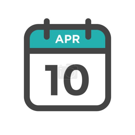 Illustration for April 10 Calendar Day or Calender Date for Deadline or Appointment - Royalty Free Image