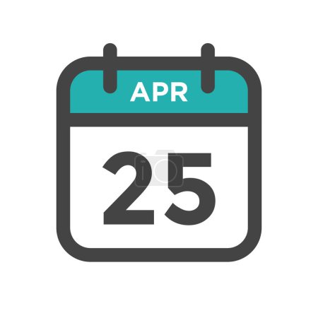 Ilustración de 25 de abril Día del calendario o fecha de calendario para la fecha límite o cita - Imagen libre de derechos