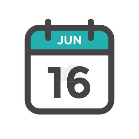 Illustration for June 16 Calendar Day or Calender Date for Deadline and Appointment - Royalty Free Image