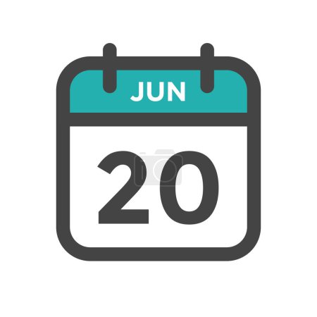 Illustration for June 20, Calendar Day or Calender Date for Deadline, Appointment - Royalty Free Image