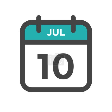 Illustration for July 10 Calendar Day or Calender Date for Deadline and Appointment - Royalty Free Image