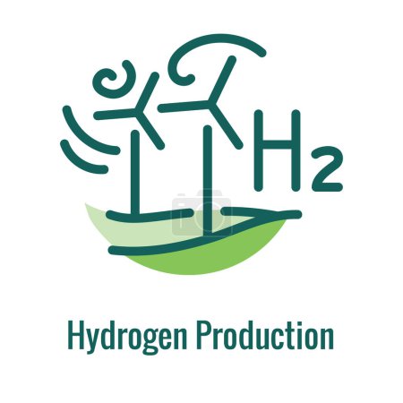Illustration for Clean Hydrogen Production with Green Energy Icon Set - Royalty Free Image