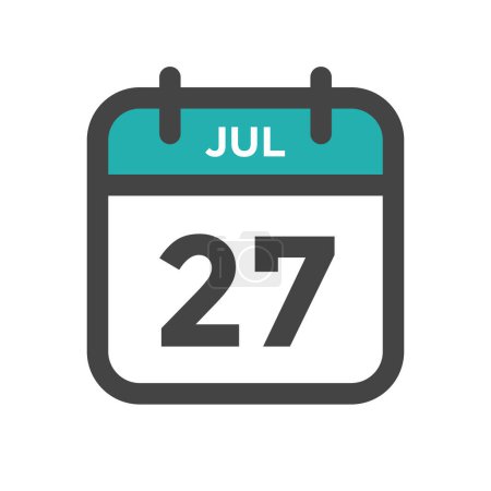 Illustration for July 27 Calendar Day or Calender Date for Deadline and Appointment - Royalty Free Image