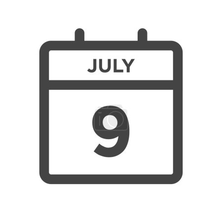 9 de julio Día del calendario o fecha de calendario para la fecha límite y la cita