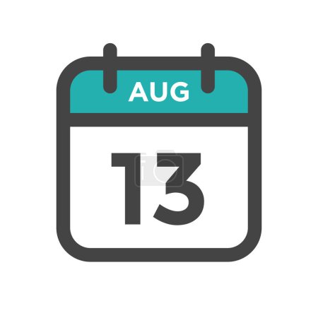 Illustration for August 13 Calendar Day or Calender Date for Deadline and Appointment - Royalty Free Image