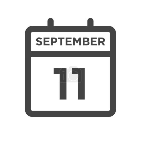Téléchargez les illustrations : September 11 Calendar Day or Calender Date for Deadline and Appointment - en licence libre de droit