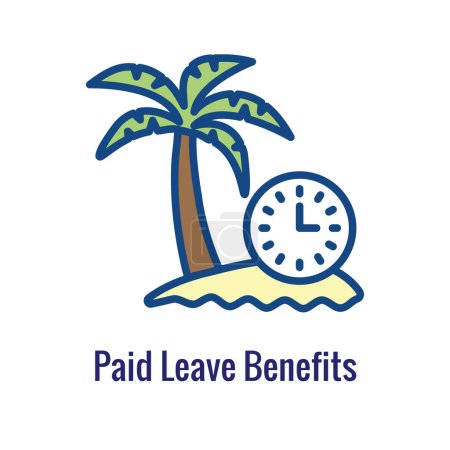 Illustration for Paid Family Leave Benefits - PFL Benefits - sick time, paid time off, vacation benefits, death in the family, maternity, paternity leave, other PTO - Royalty Free Image