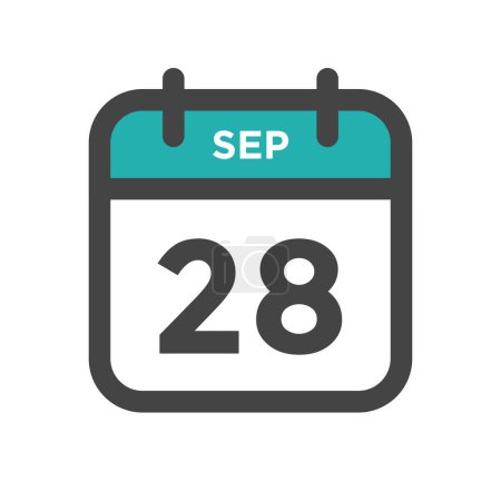 Illustration for September 28 Calendar Day or Calender Date for Deadline and Appointment - Royalty Free Image