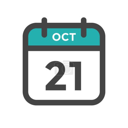 Illustration for October 21 Calendar Day or Calender Date for Deadline and Appointment - Royalty Free Image