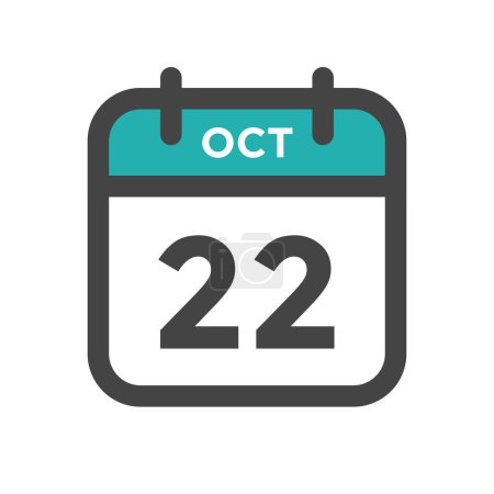 Illustration for October 22 Calendar Day or Calender Date for Deadline and Appointment - Royalty Free Image