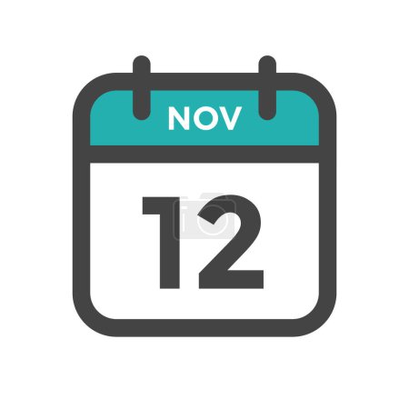 12 de noviembre Día del calendario o fecha de calendario para la fecha límite y la cita