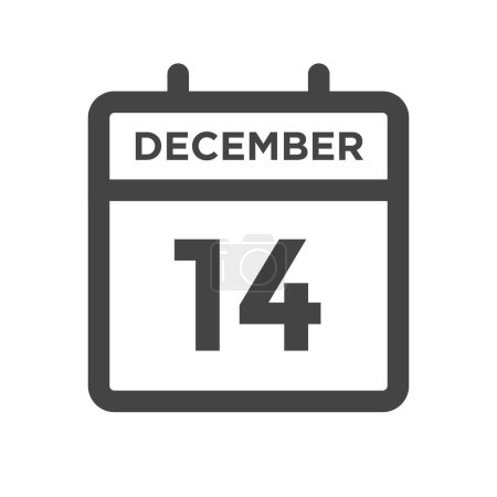 Ilustración de 14 de diciembre Día del calendario o fecha de calendario para la fecha límite y cita - Imagen libre de derechos