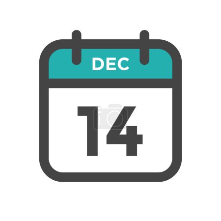 Ilustración de 14 de diciembre Día del calendario o fecha de calendario para la fecha límite y cita - Imagen libre de derechos