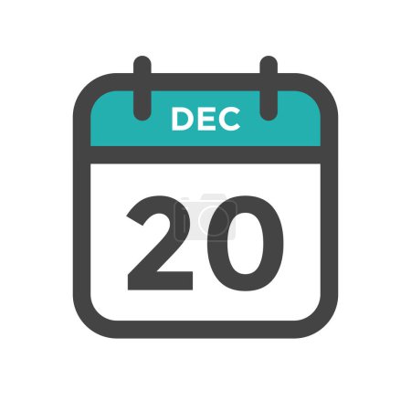 Illustration for December 20 Calendar Day or Calender Date for Deadline and Appointment - Royalty Free Image