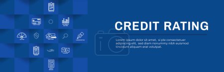 Illustration for Credit Rating or Score Web Header Banner - Icon Set Web Header Banner - Royalty Free Image
