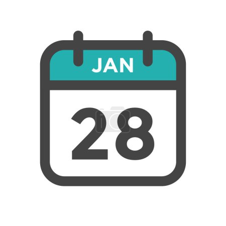 Illustration for January 28 Calendar Day or Calender Date for Deadline and Appointment - Royalty Free Image