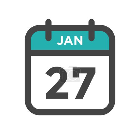 Illustration for January 27 Calendar Day or Calender Date for Deadline and Appointment - Royalty Free Image