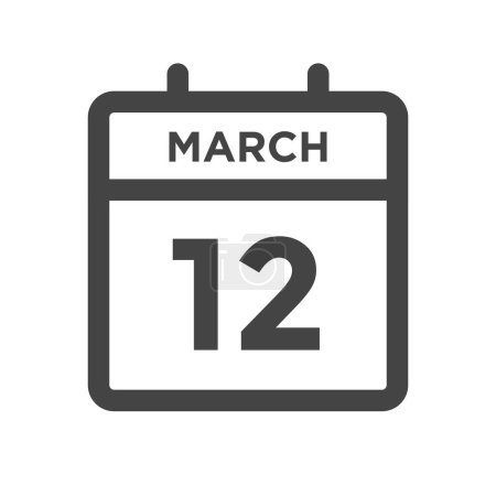 Téléchargez les illustrations : 12 mars Jour civil ou calendrier Date limite et rendez-vous - en licence libre de droit