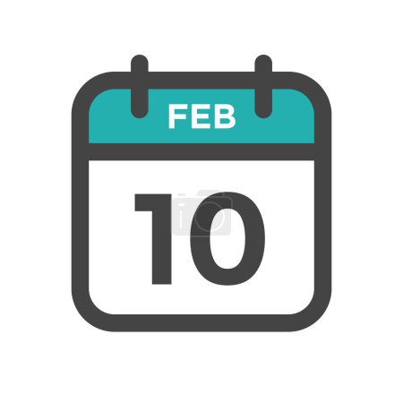 Ilustración de 10 de febrero Día del calendario o fecha de calendario para la fecha límite y la cita - Imagen libre de derechos