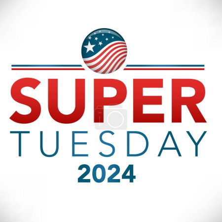 Illustration for 2024 Super Tuesday Banner - Vote, Government, and Patriotic Symbolism and Colors - Royalty Free Image