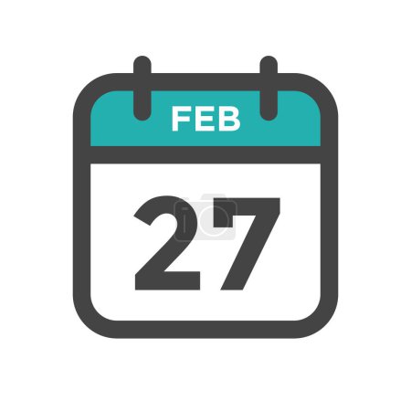 Illustration for February 27 Calendar Day or Calender Date for Deadline and Appointment - Royalty Free Image