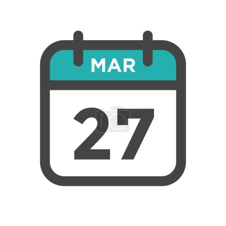 Illustration for March 27 Calendar Day or Calender Date for Deadline and Appointment - Royalty Free Image