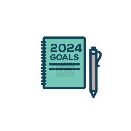 Ilustración de 2024 Objetivos SMART Diseño vectorial con varias palabras clave de objetivos inteligentes - Imagen libre de derechos