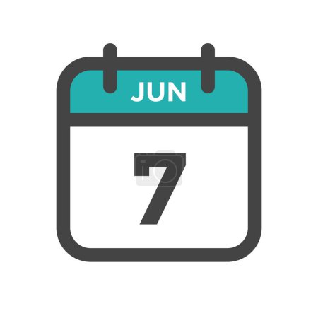 Illustration for June 7 Calendar Day or Calender Date for Deadline and Appointment - Royalty Free Image