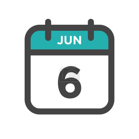 Ilustración de 6 de junio Día del calendario o fecha de calendario para la fecha límite y la cita - Imagen libre de derechos