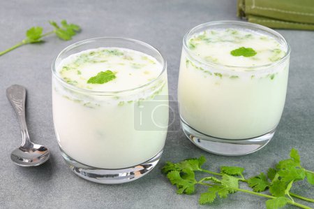 Buttermilk drink served in glass cups
