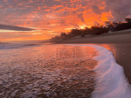 Téléchargez les photos : Beau coucher de soleil à Praia do Mocagara Florianpolis - en image libre de droit