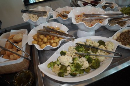 Food salads served in a buffet