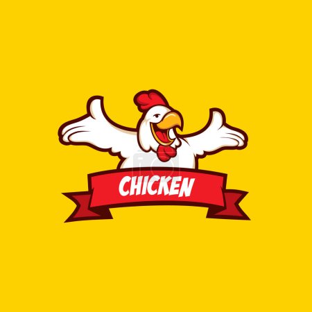 Illustration for Chicken Logo Cartoon Character. A cute Cartoon chicken greeted happily. Vector logo illustration - Royalty Free Image
