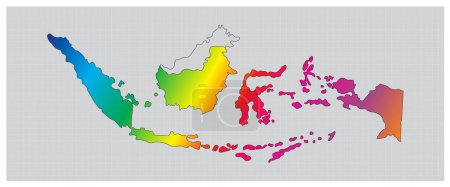Téléchargez les illustrations : Une carte simple de l'Indonésie avec un aspect design moderne - en licence libre de droit