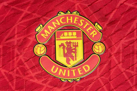 Photo for CHIANG MAI ,THAILAND - June 30, 2023 : New home Shirt English football club Manchester United emblem on jersey. - Royalty Free Image