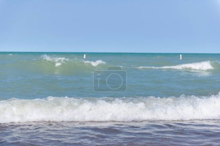 Lake Michigan. Rough waves. Two waves on the water.