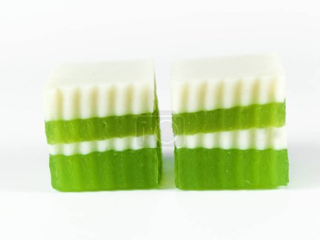 Photo for Pandan juice  with coconut milk jelly, Thai dessert. - Royalty Free Image