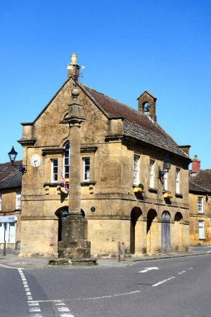 Photo for MARTOCK, UK - SEPTEMBER 04, 2023 - View of the Market House also known as Martock town hall along Church street in the village centre, Martock, Somerset, UK, Europe, September 04, 2023. - Royalty Free Image
