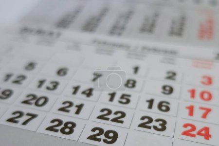 Página de calendario de primer plano. 29 días de febrero concepto.