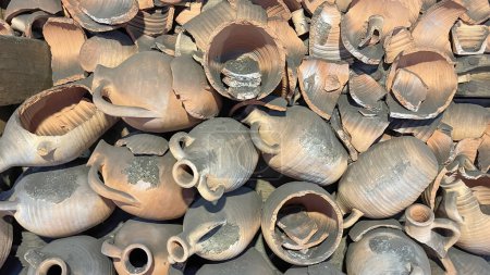 ancient shipwreck amphoras. close up