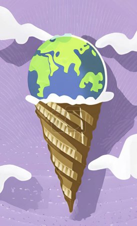 Ilustración de El calentamiento global y el derretimiento de los glaciares en nuestro mundo - Imagen libre de derechos