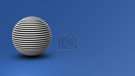 Photo for A ball sliced by latitude lines. An abstract concept representing a globe cut by parallels. cool blue background. 3D rendering. - Royalty Free Image